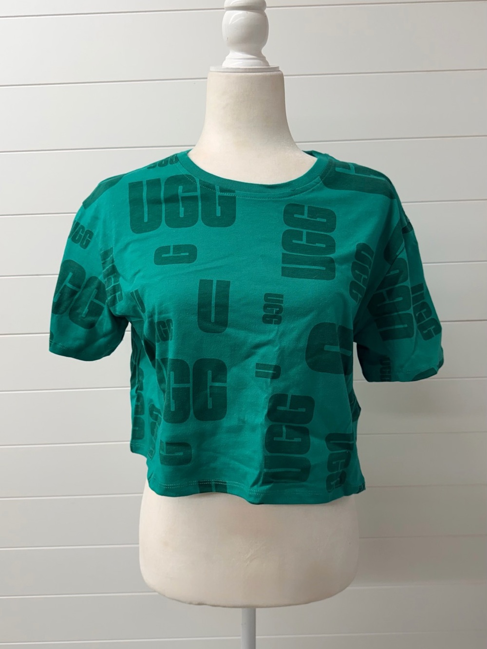 UGG Teal All-Over Logo Crop Top